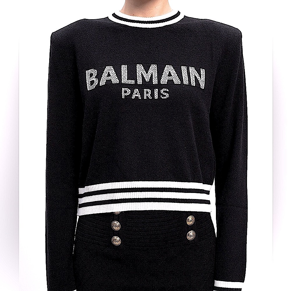 Authentic Balmain intarsia-knit logo jumper. - Picture 12 of 16